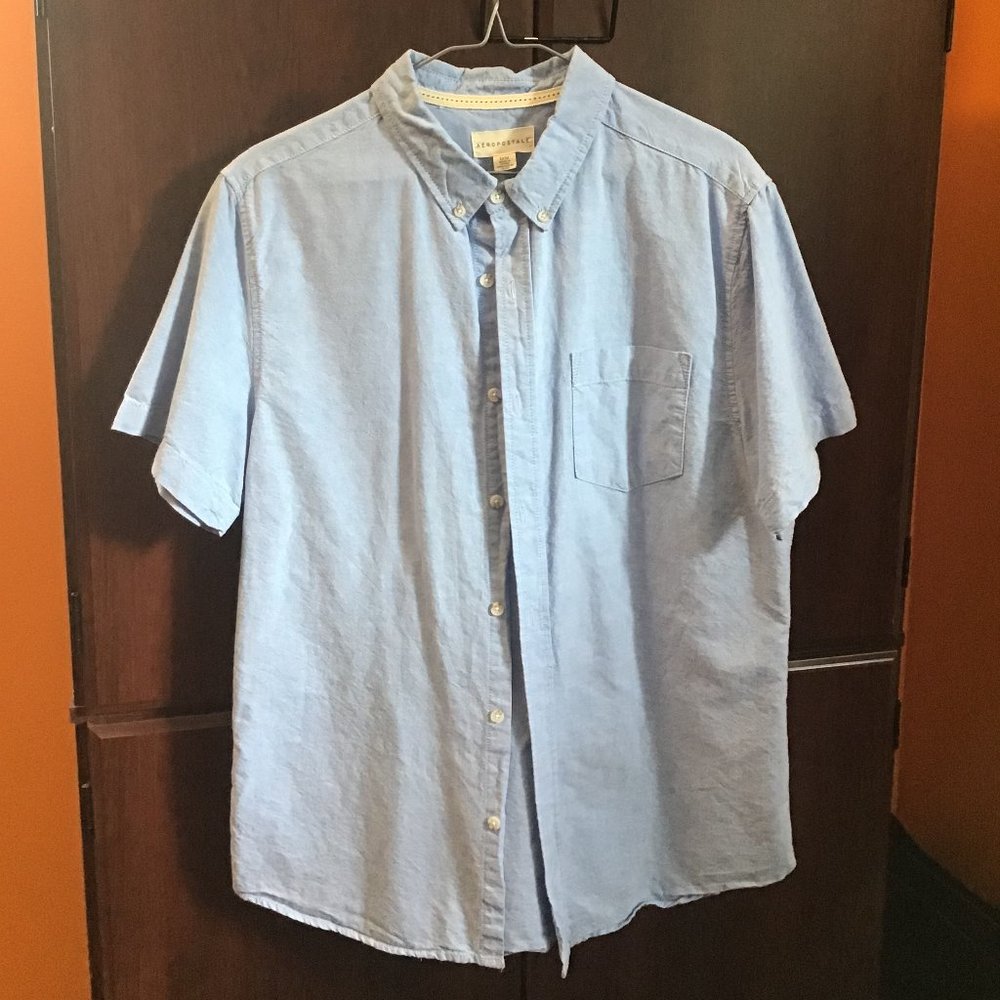 Aeropostale Light Blue Cotton button down shirt (M)